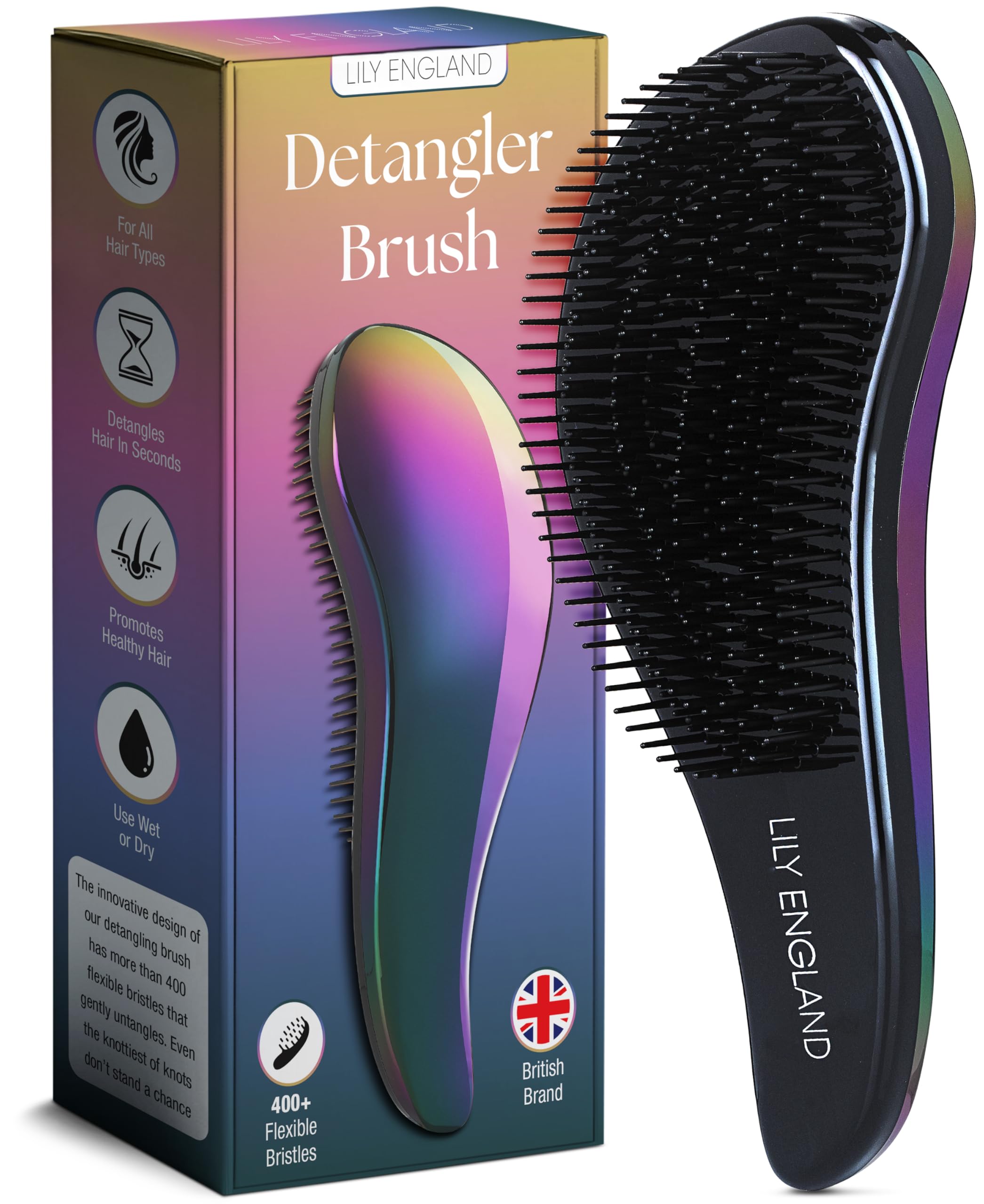 Lily England Haarbürste zum Entwirren, hervorragende Qualität für Salon, Frisur – die beste Bürste für feines, dickes, lockiges, trockenes oder feuchtes Haar und Kinder (Petrol, 1 Stück)
