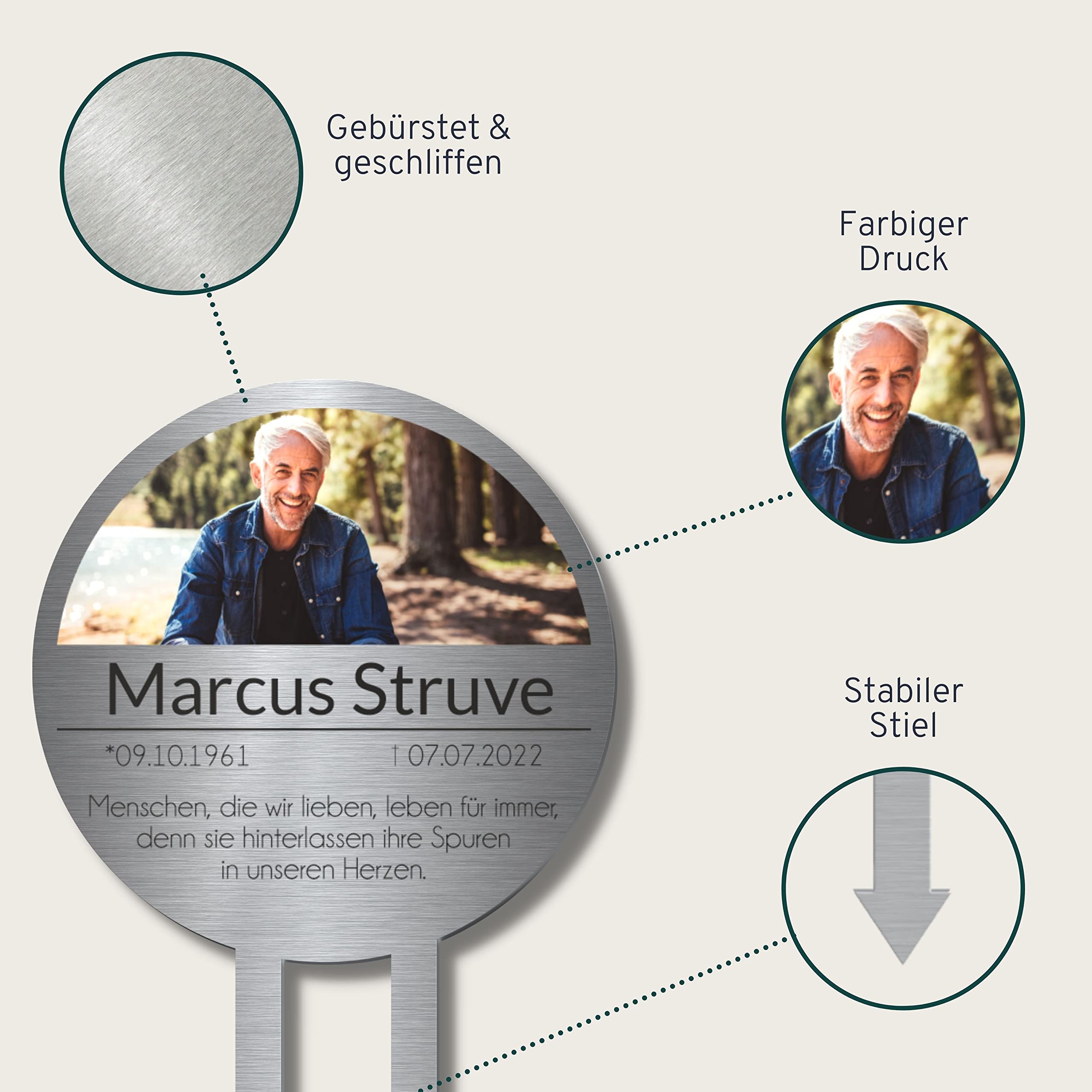 Edelstahl Grabstecker Mond & Sterne - Blumenstecker Metall | Personalisiertes Sternenkind Andenken - Sternenkinder Grabschmuck wetterfest | persönliche Friedhof Grab Kindergrab Deko (Personalisierbar)
