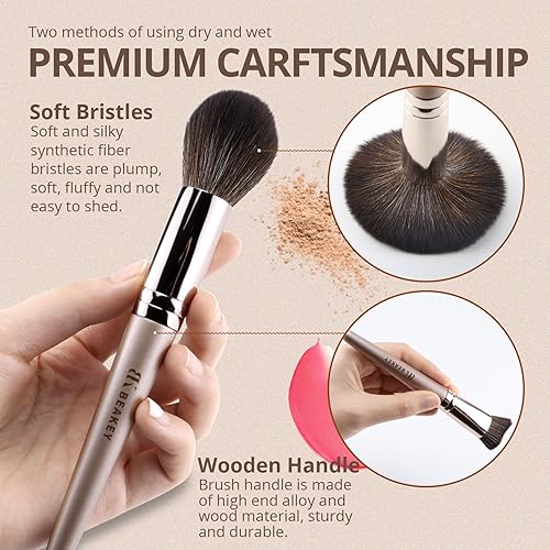 Miniatura 3 de BEAKEY Juego de brochas de maquillaje, 18 brochas de maquillaje Tap Paw profesionales de alta gama para una base perfecta, polvo, corrector, crema,