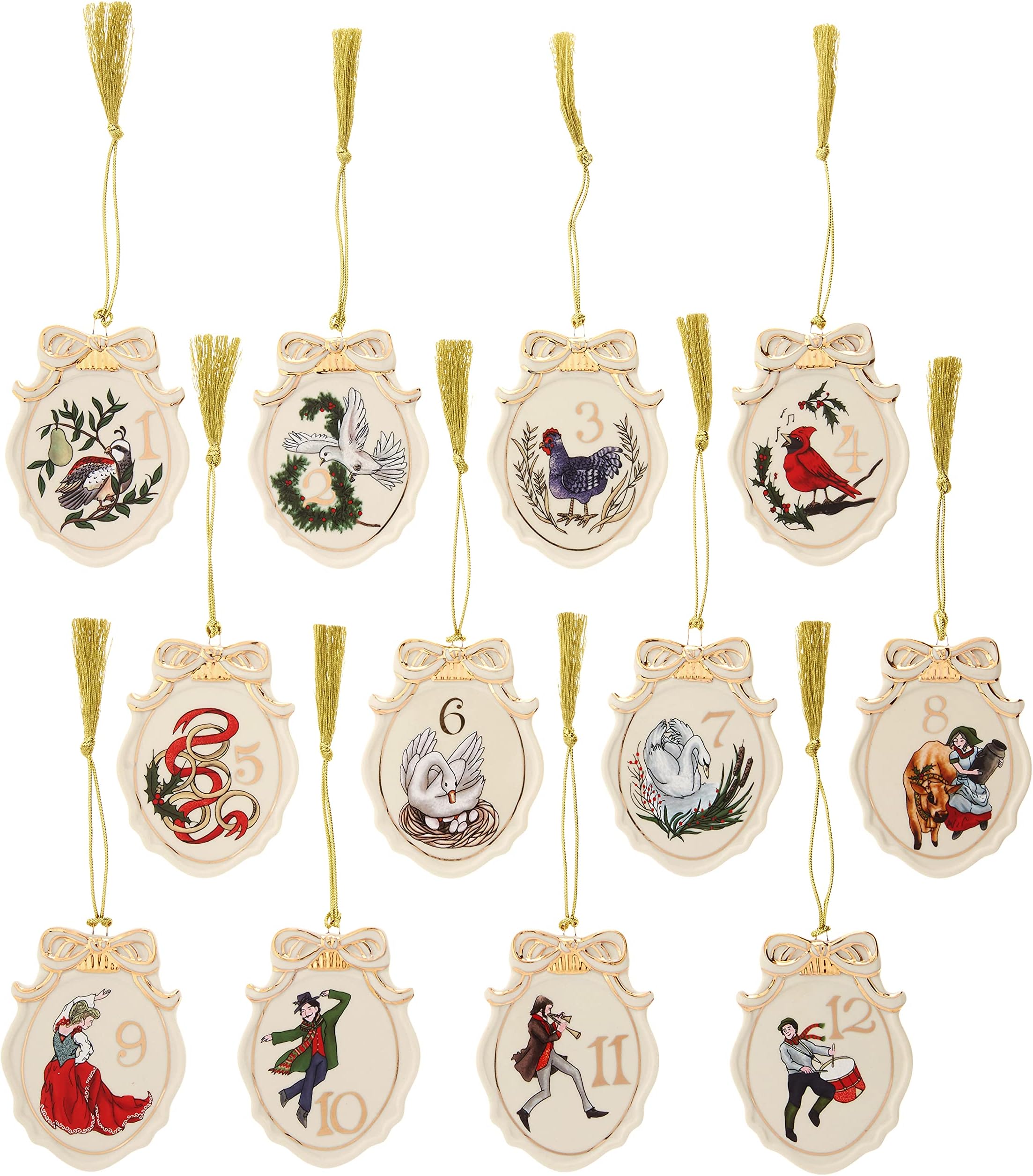 Amazon.com: Lenox Twelve Days of Christmas 12-Piece Ornament Set, 1.65