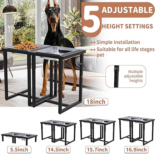 Miniatura 5 de Cuenco elevado para perros, altura ajustable, soporte de metal resistente, diseño espacioso y profundo, adecuado para perros grandes