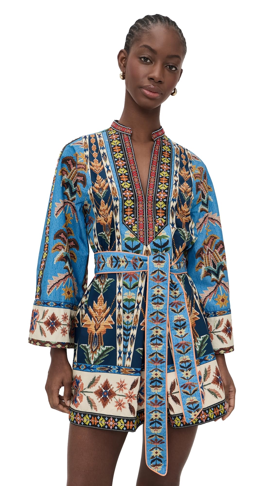 Women's Embroidered Tapestry Blue Mini Dress