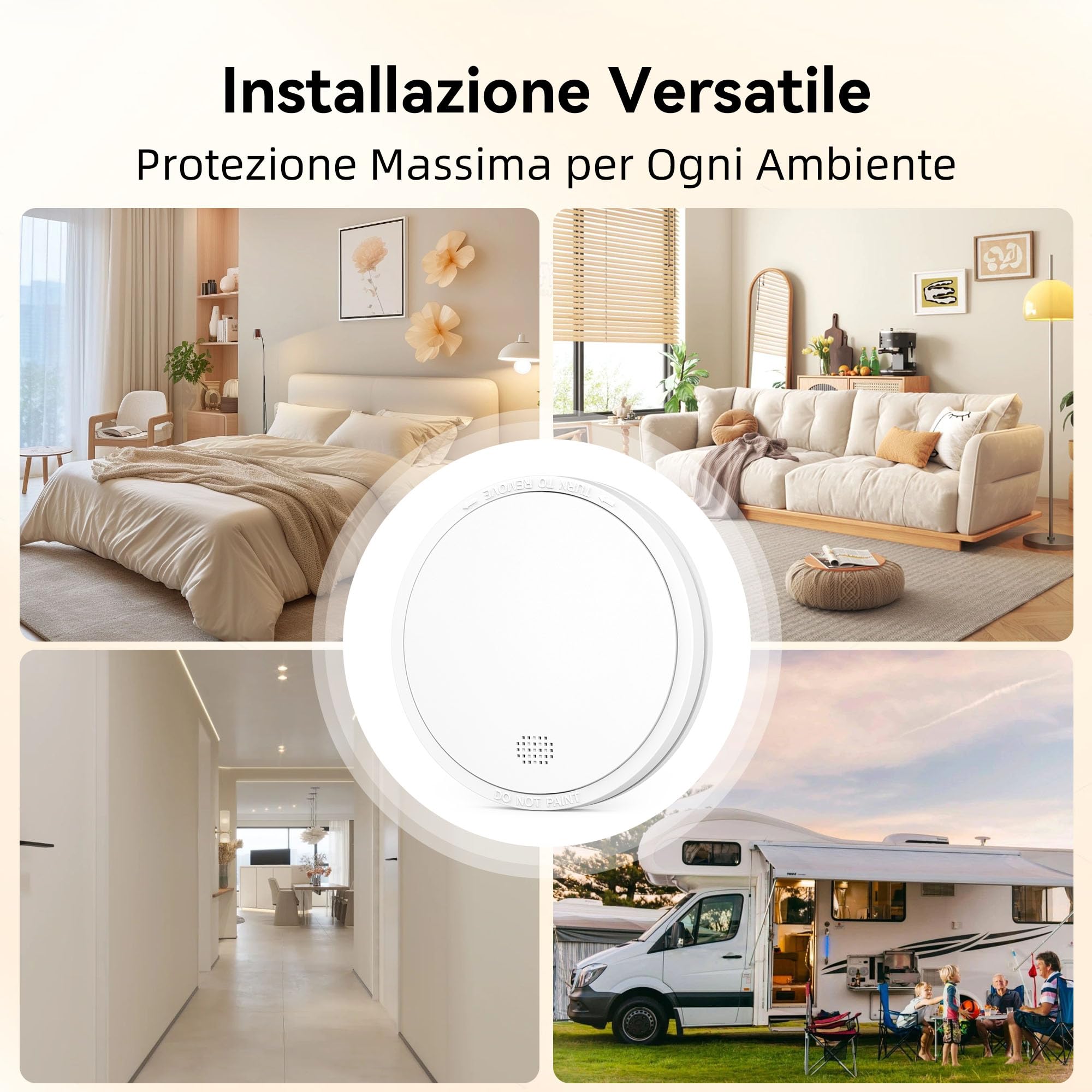 Rilevatore di Fumo con Batteria da 10 Anni, Allarme Incendio Conforme Allo Standard EN14604, 6 Pezzi