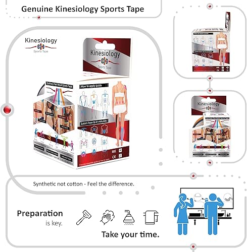 Vista 26 de Cinta de kinesiología precortada con dispensador – Cinta muscular deportiva sintética – Negro – Rollo de 16.4 ft – 20 tiras – Cinta de fisioterapia