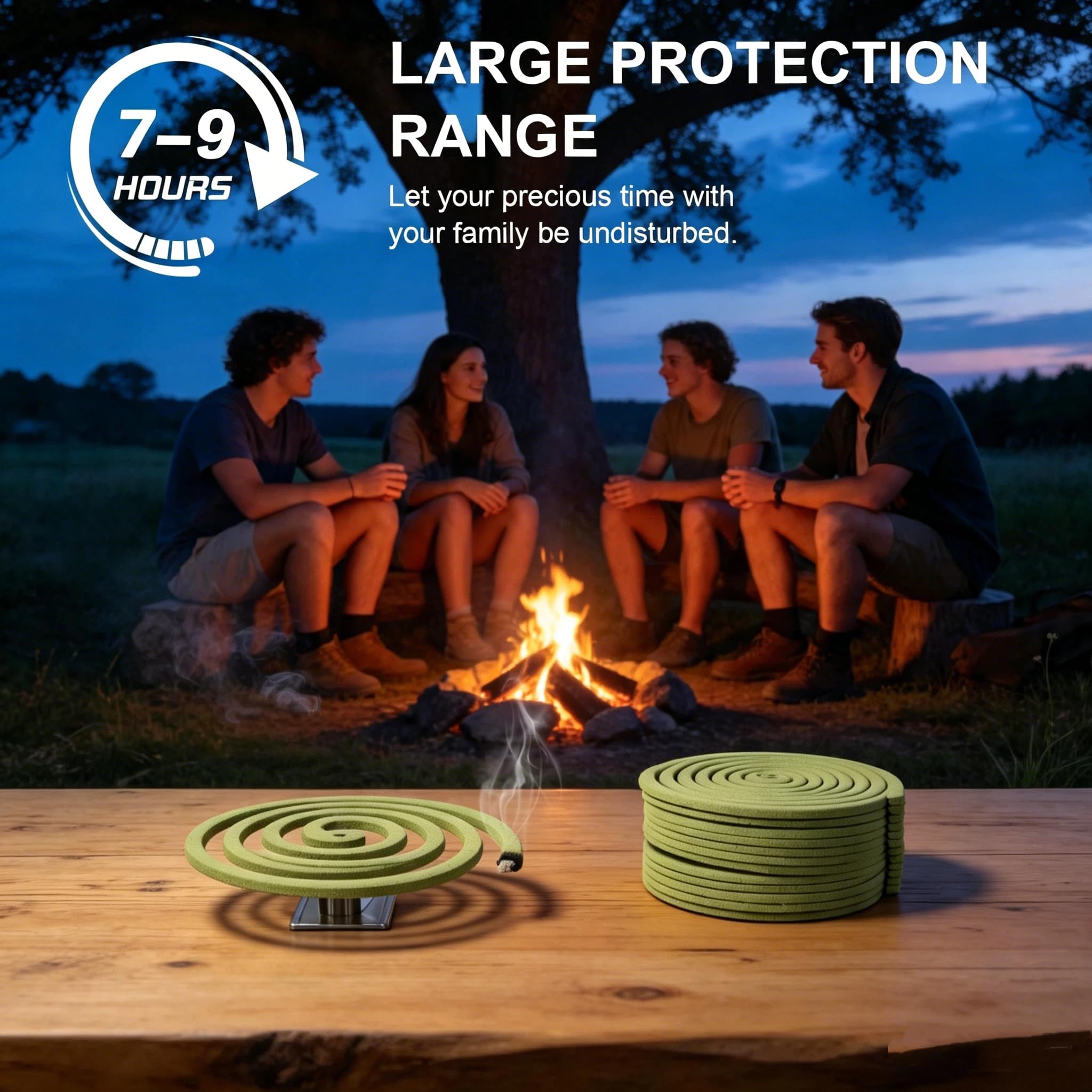 Spirales Encens Citronnelle 432 h 48 spirales 4 supports Intérieur Extérieur Jardin Camping