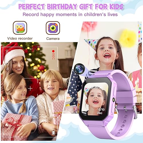 Miniatura 3 de Reloj inteligente para niños de 3 a 12 años y niñas, 26 juegos de rompecabezas, reloj inteligente con cámara, podómetro, cronómetro, reproductor de