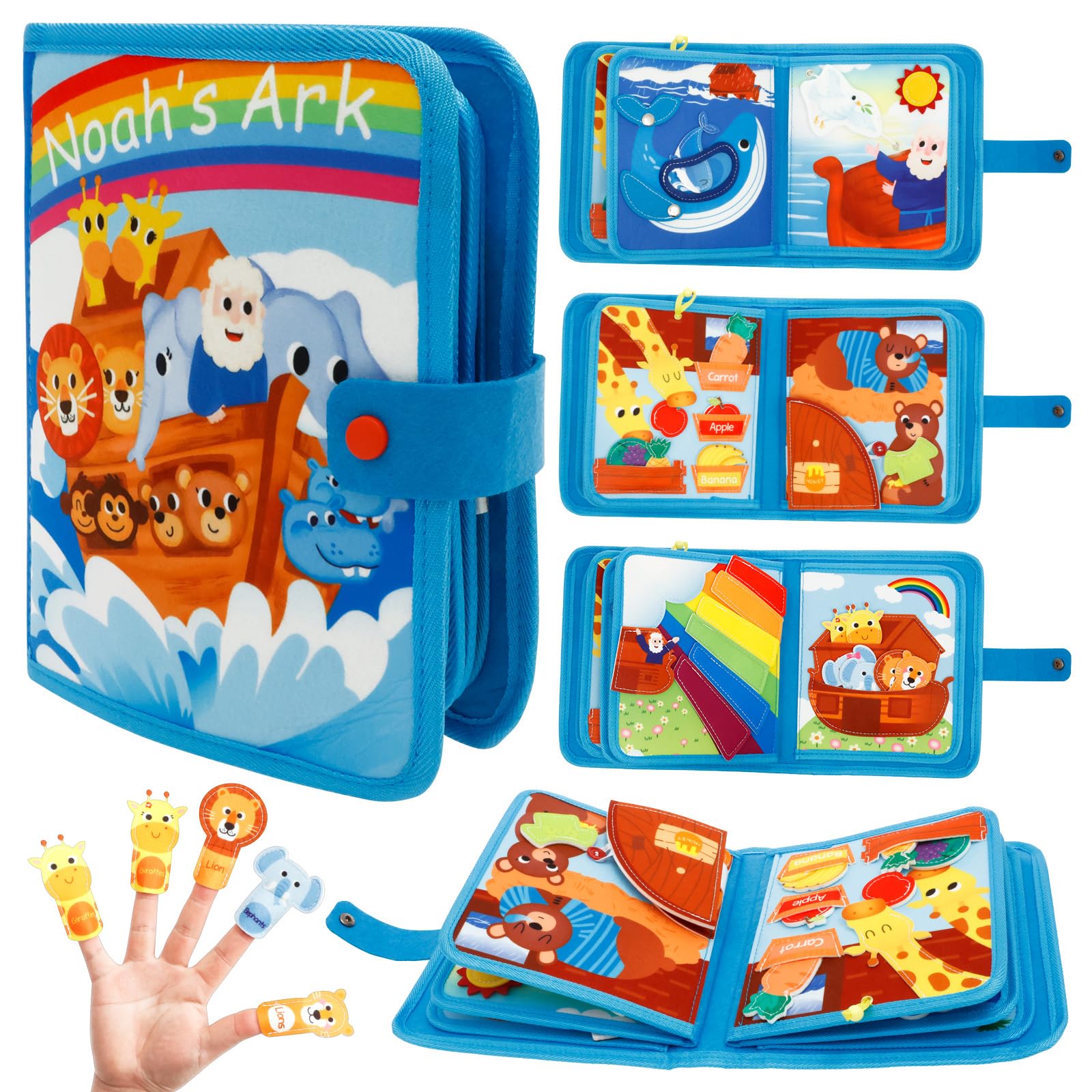 Alongen Busy Board Montessori Toy for Toddlers,Educational Learning Activity Sensory Board for Fine Motor Skills Learning 1 2 3 4 Year Old Boy Girl Gifts(Blue)