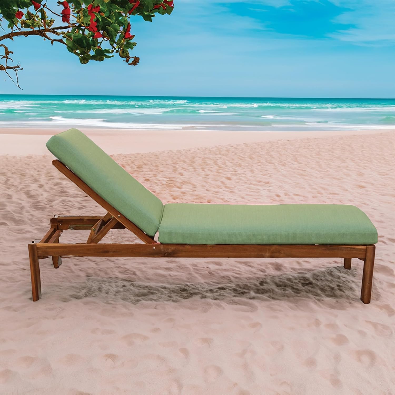 Tommy Bahama Sunbrella® Fabric 1-Piece Outdoor Knife Edge Chaise Cushion, 24" W x 79" L, Bamboo Bay Pear