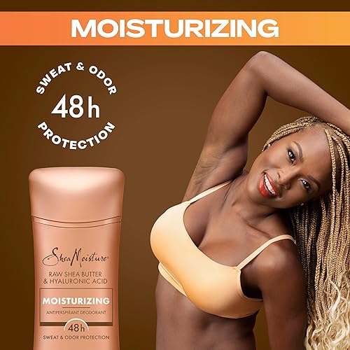 Miniatura 6 de SheaMoisture Desodorante antitranspirante en barra hidratante de manteca de karité cruda y ácido hialurónico, 2 unidades para protección contra el