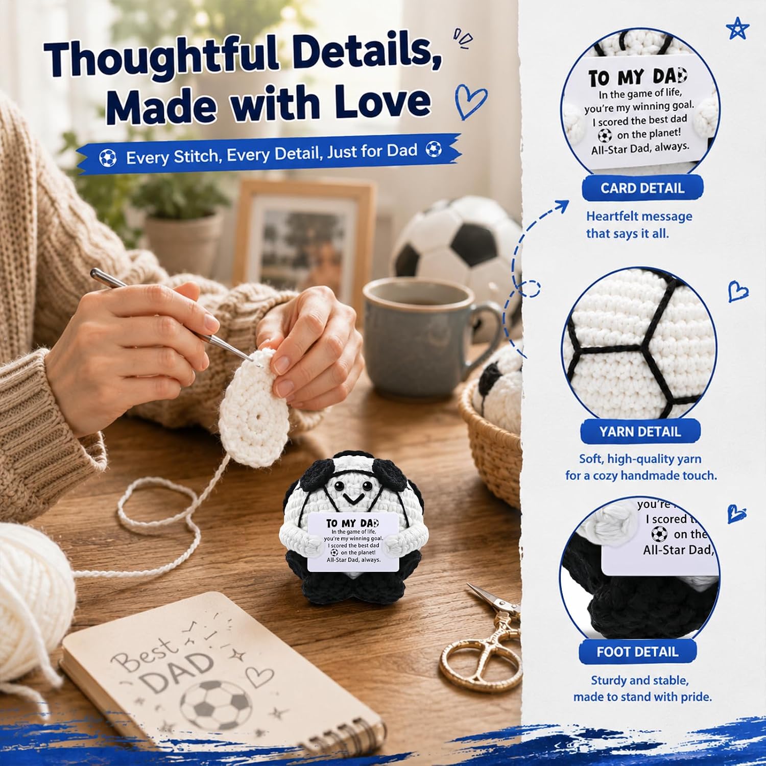 unny Soccer Gift For Dad From Son Daughter, Crochet Soccer Dad Gifts image 5