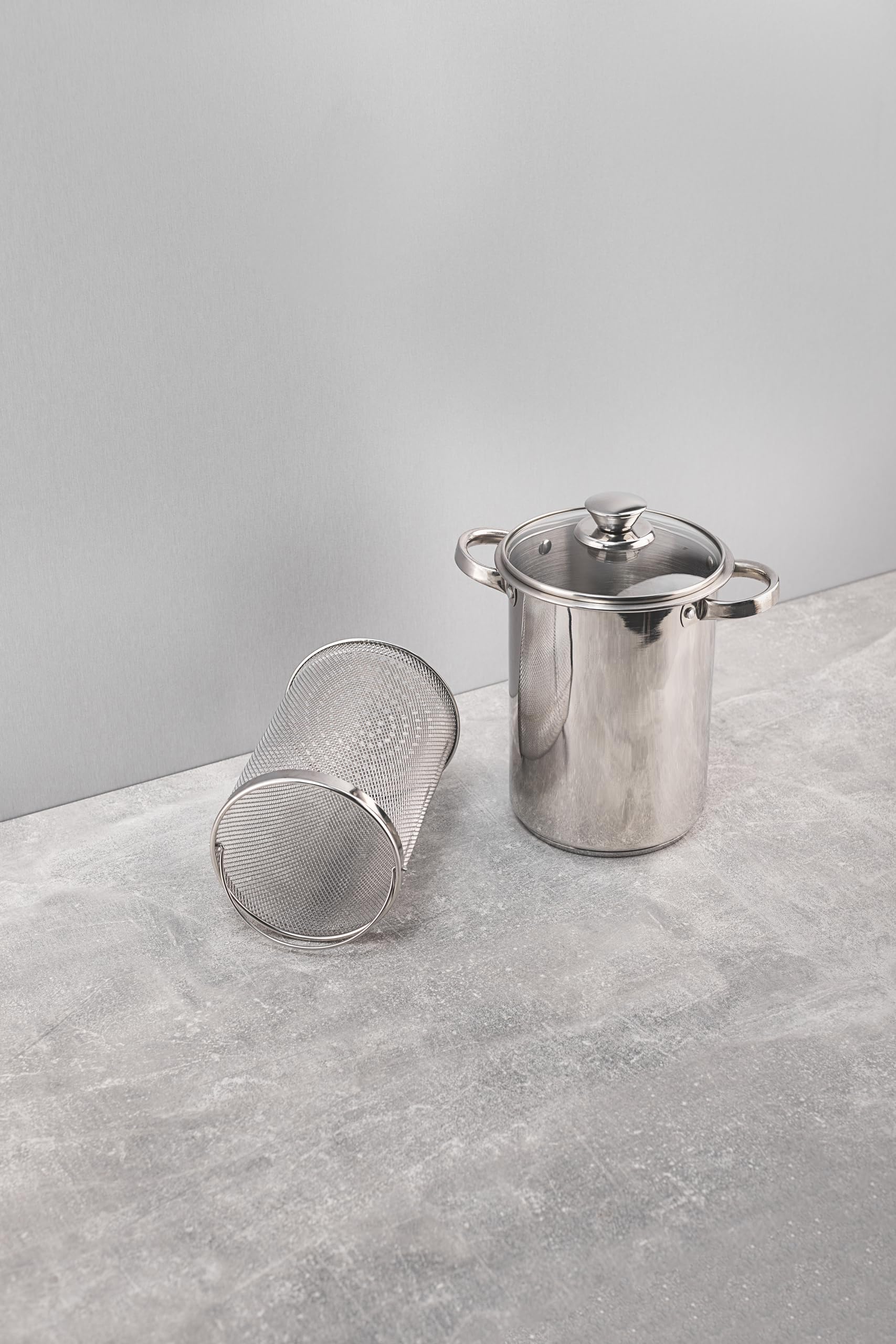 BERGNER Lula - Cuoci asparagi a 3 pezzi con fondo tappato - Coperchio in vetro - In acciaio inox - Facile da lavare - Alta qualità e resistenza