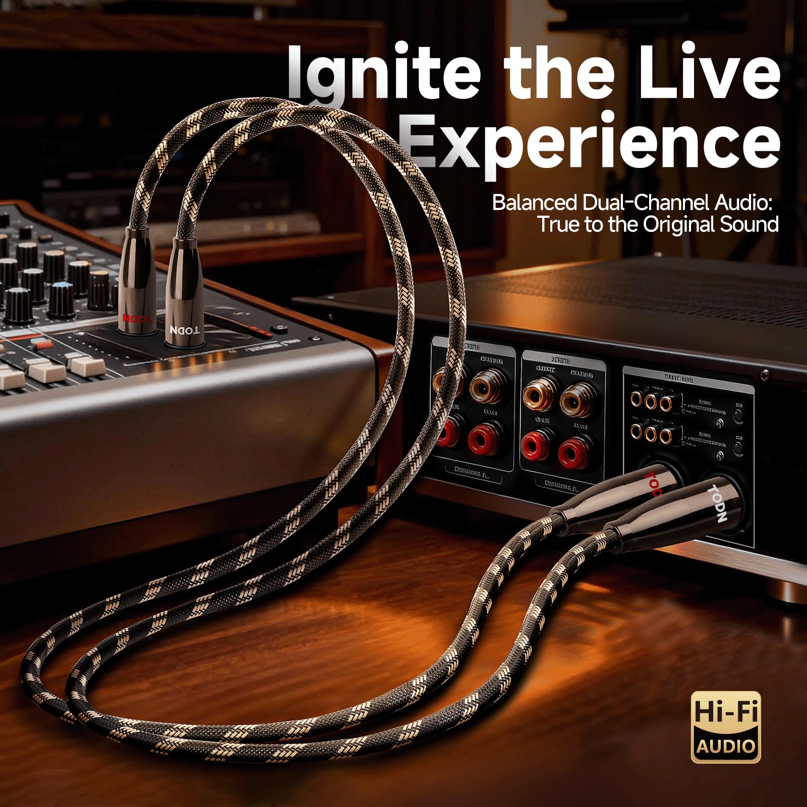 TODN XLR Kabel (3m, 2-Stück), OCC-Leiter | XLR Symmetrisch Audio kabel, 3-poligen Goldbeschichtete XLR Stecker, für Studio-Recorder, Mixer