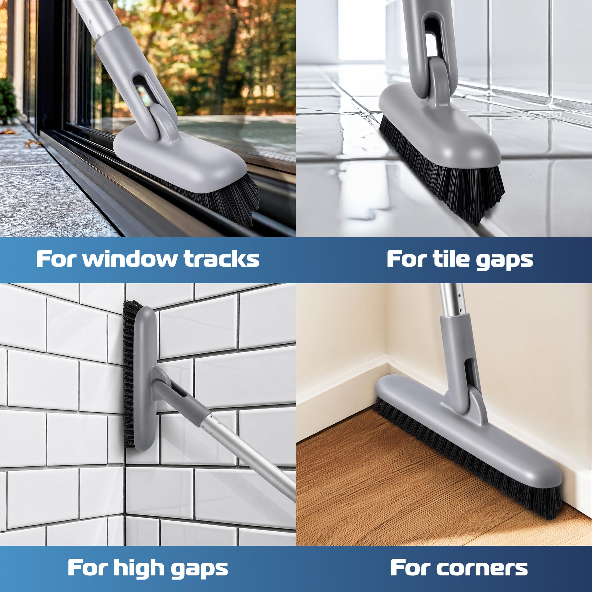 DSV Standard Limpiador de lechada con mango largo, limpiador de lechada de azulejos de 50 pulgadas, cepillo de limpieza de grietas en forma de V para zonas de difícil acceso, limpiador de lechada de
