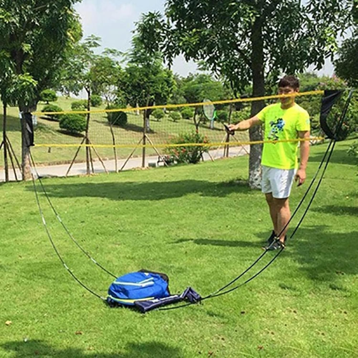 Badminton Net, Portable, Easily Foldable and Movable Tennis Badminton Net Frame for Indoor and Outdoor Use with A Support Bar