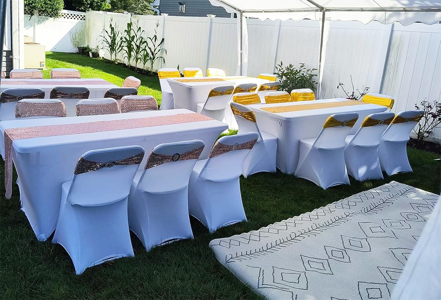Zestaw 100 sztuk dookoła cekinów, różowe złoto, szarfy na krzesło do dekoracji ślubnych, cekiny, opaski na krzesła z klamrami, na imprezę, baby shower, różowe złoto, cekiny, spandeks, szarfy na