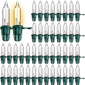 Christmas Replacement Mini Light Bulbs - 3.5V Clear Flasher With Green Base For Tree Lights