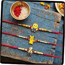 Rakhi Cartoon Characters for Little Brother Set of 3 Rakhi with Roli Chawal | Combo Designer Thread for Small Brother Bhaiya Fancy Rakhi RakhshaBandhan