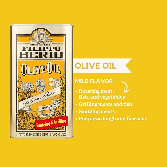 Filippo Berio Pure Olive Oil, 1 Liter Tin (33.8 Ounce)