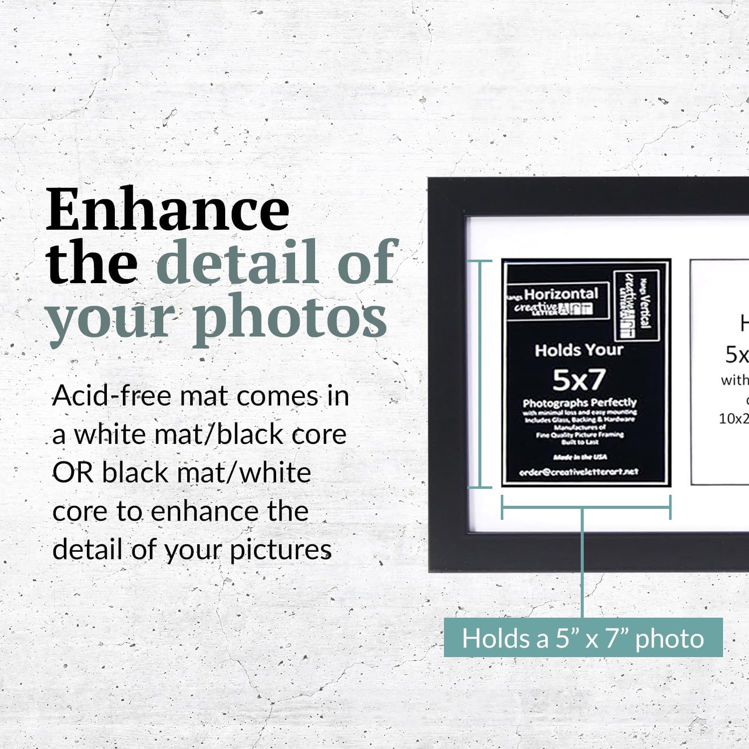 Creative Picture Frames 4 Opening Glass Face Black Picture Frame To Hold 5 By 7 Inch Photographs Including 10X24-Inch White Mat Collage