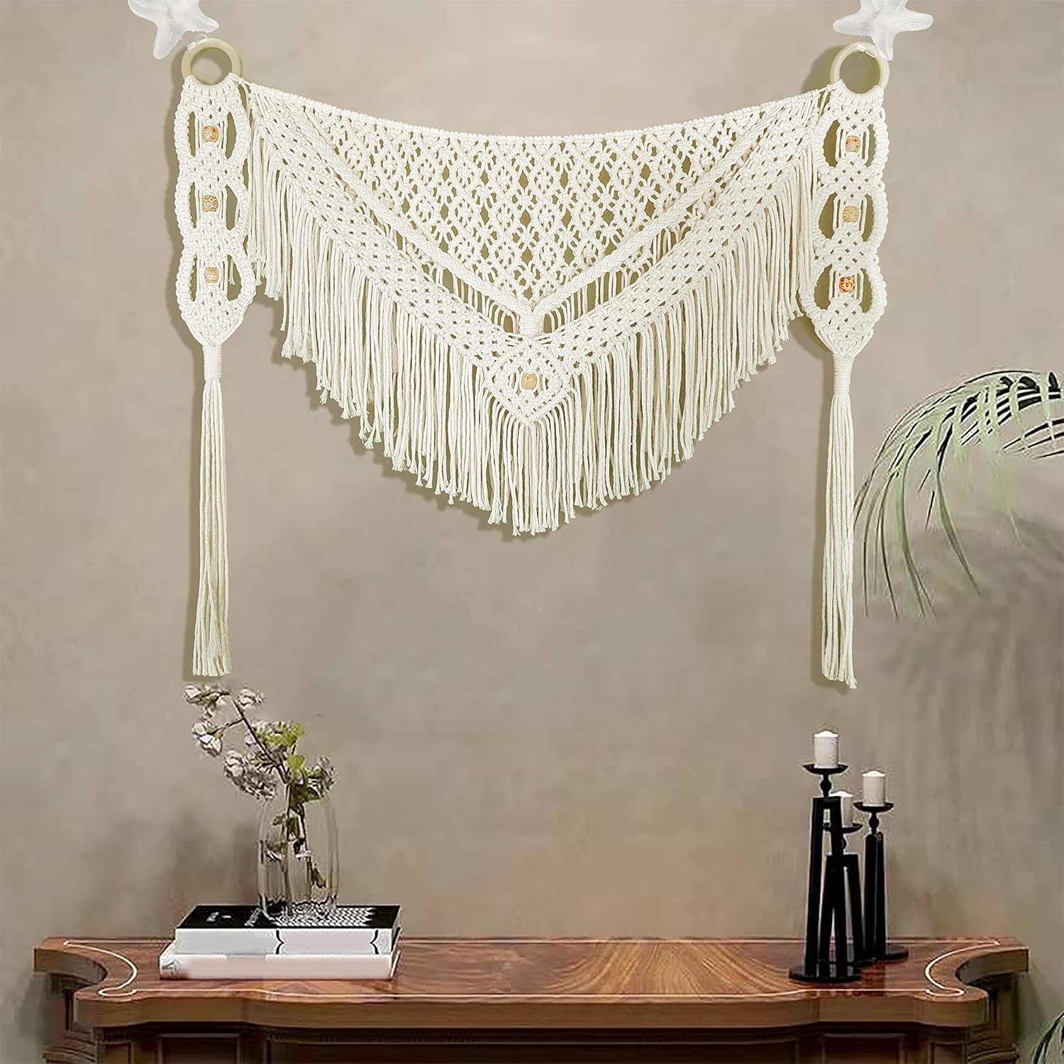 kiido Large Macrame Wall Hanging Boho Tapestry Curtain Fringe Woven Bohemian Wall Decor Home Decoration for Apartment Bedroom Living Room Gallery Baby Nursery-Blossom 35.4" W X 26" H