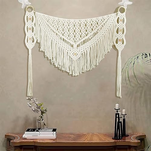 kiido Cortina grande de macramé para colgar en la pared, cortina bohemia tejida con flecos, decoración de pared para el hogar, apartamento,