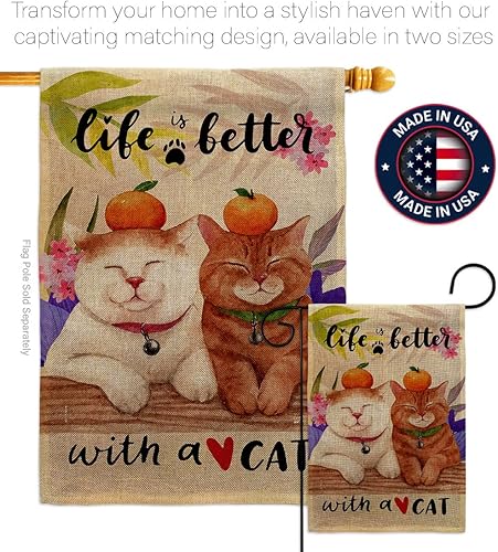 Miniatura 4 de Better - Bandera de arpillera para casa, paquete de 2 piezas, diseño de gato y gatito maullido, pelo de pata estropeado, mascota, naturaleza,
