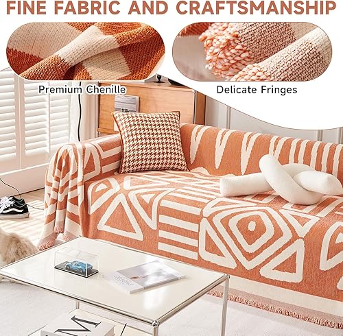 Miniatura 8 de VClife - Funda para sofá de 2 plazas, modular o cama, de felpilla, antideslizante, bohemia, apta para mascotas, lavable, versátil, protectora,