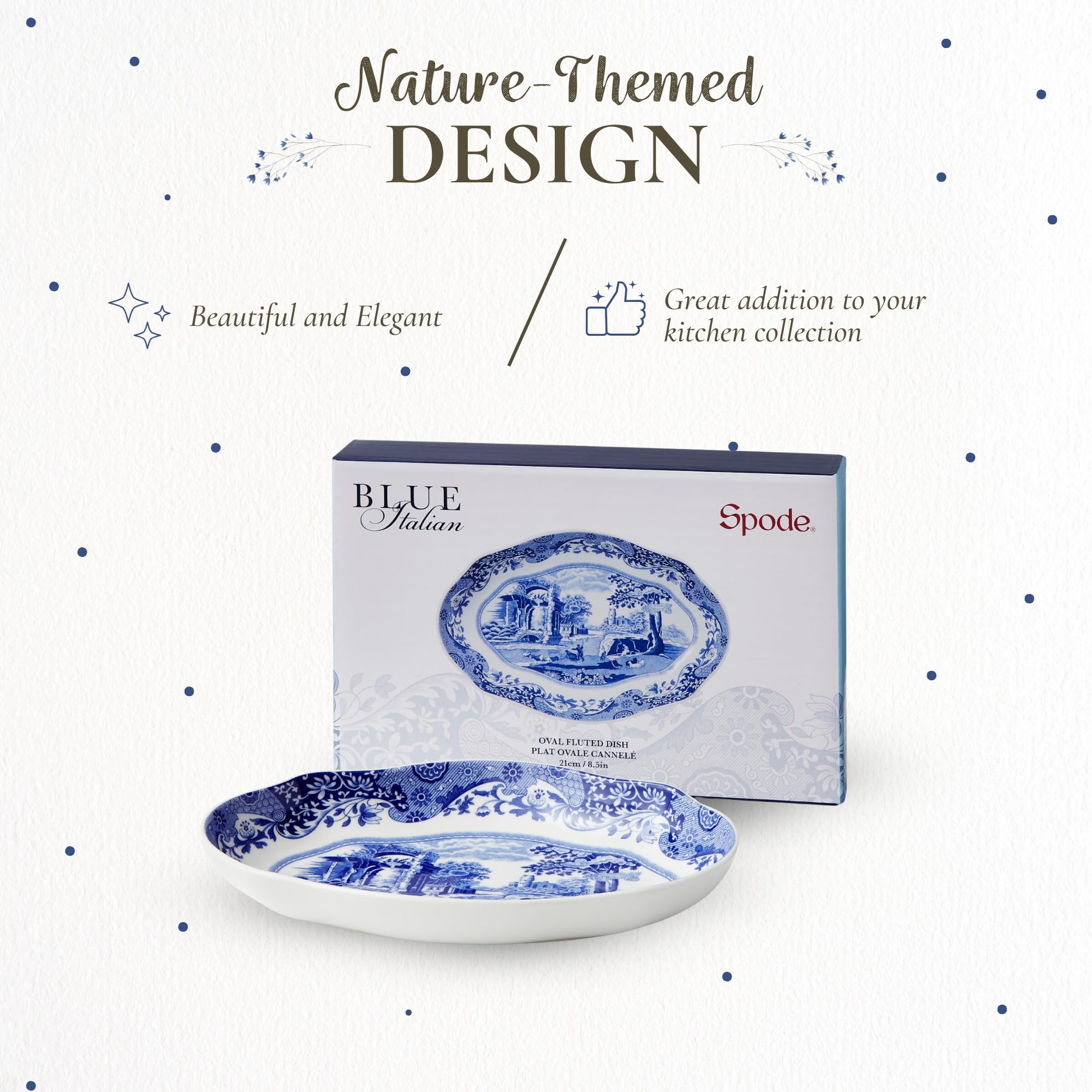 Amazon.co.jp: Spode Blue Italian Pickle Dish | 8.5 Inch Small