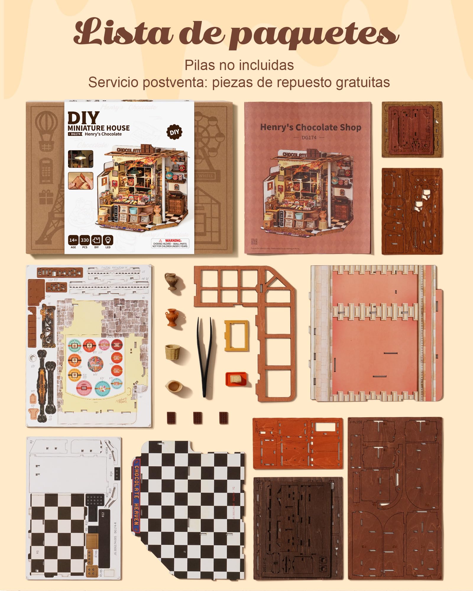 Rolife Maquetas Henry's Chocolate Shop-330 Piezas DIY Miniature House Diorama, Casas Miniaturas para Montar Puzzle 3D Madera Book Nook para Adultos Adolescentes ¡Ningún Pegamento Necesario