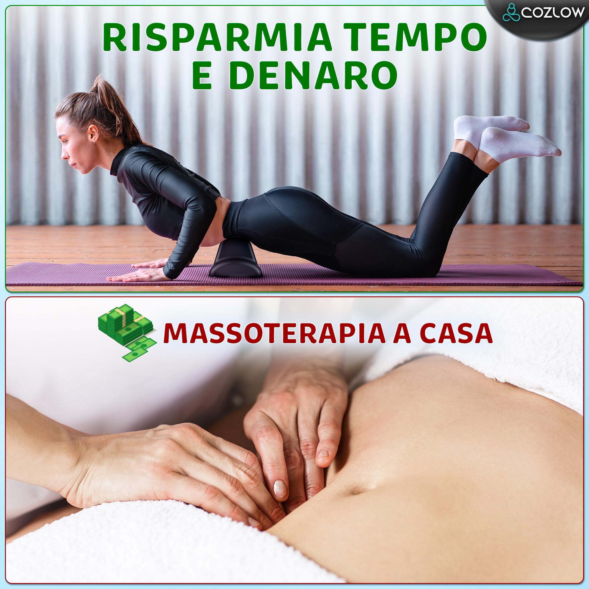 Strumento per massaggio con rilascio dello psoas - Nero - Barella per muscoli flessori di schiena e fianchi - Massaggiatore per tessuti profondi con punto trigger per alleviare il dolore - di Cozlow