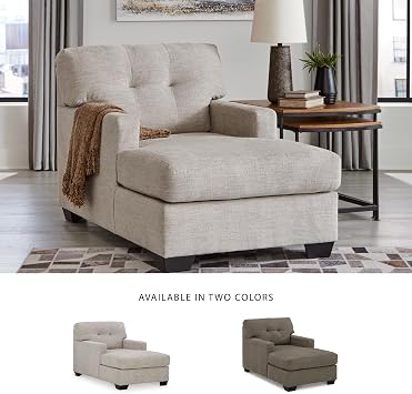 Signature Design by Ashley Mahoney Contemporary Tufted Upholstered Chaise, Beige