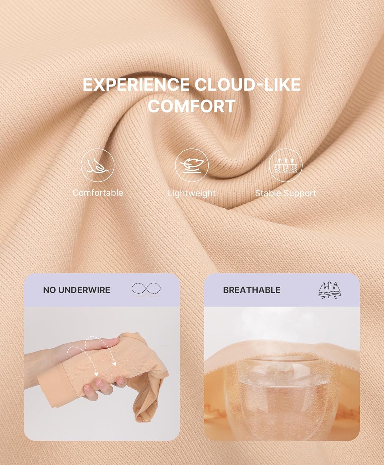 SHAPELLX Post Surgery Compression Bras Front Closure Mastectomy Bra Wirefree No Underwire Shapewear Top Beign Beige - Image 4