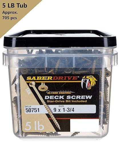 Miniatura 10 de Tornillos de cubierta multiusos SaberDrive Tan XL1500 con revestimiento exterior Star Drive 10 x 4 pulgadas, aprox. 48 piezas