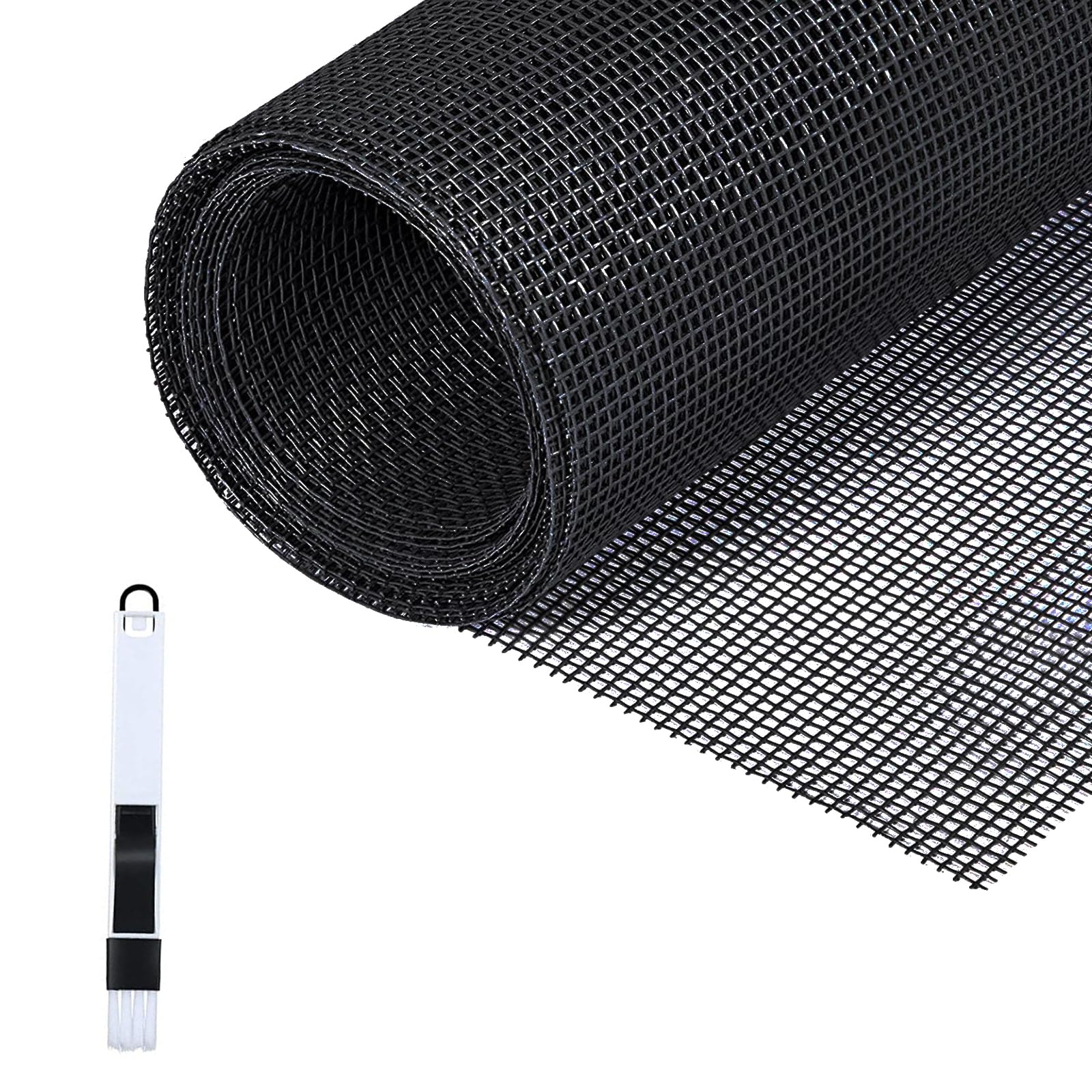 Fillis Black Fly Screens Windows, 150X300cm Window Screen Mesh Fiberglass Insect Mesh Fly Mosquito Net With Cleaning Brush Replacement Screen To Keep Bugs Out,
