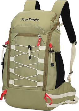 40L Waterproof Hiking Camping Backpack with Rain Cover, Outdoor Sport Travel Daypack Rucksack for Skiing Cycling Bean Green