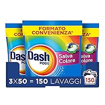 Dash Pods Detersivo In Capsule, 3×50 Lavaggi, Salva Colore, Rimuove Le Macchie, Igienizza, Brillantezza Per I Capi