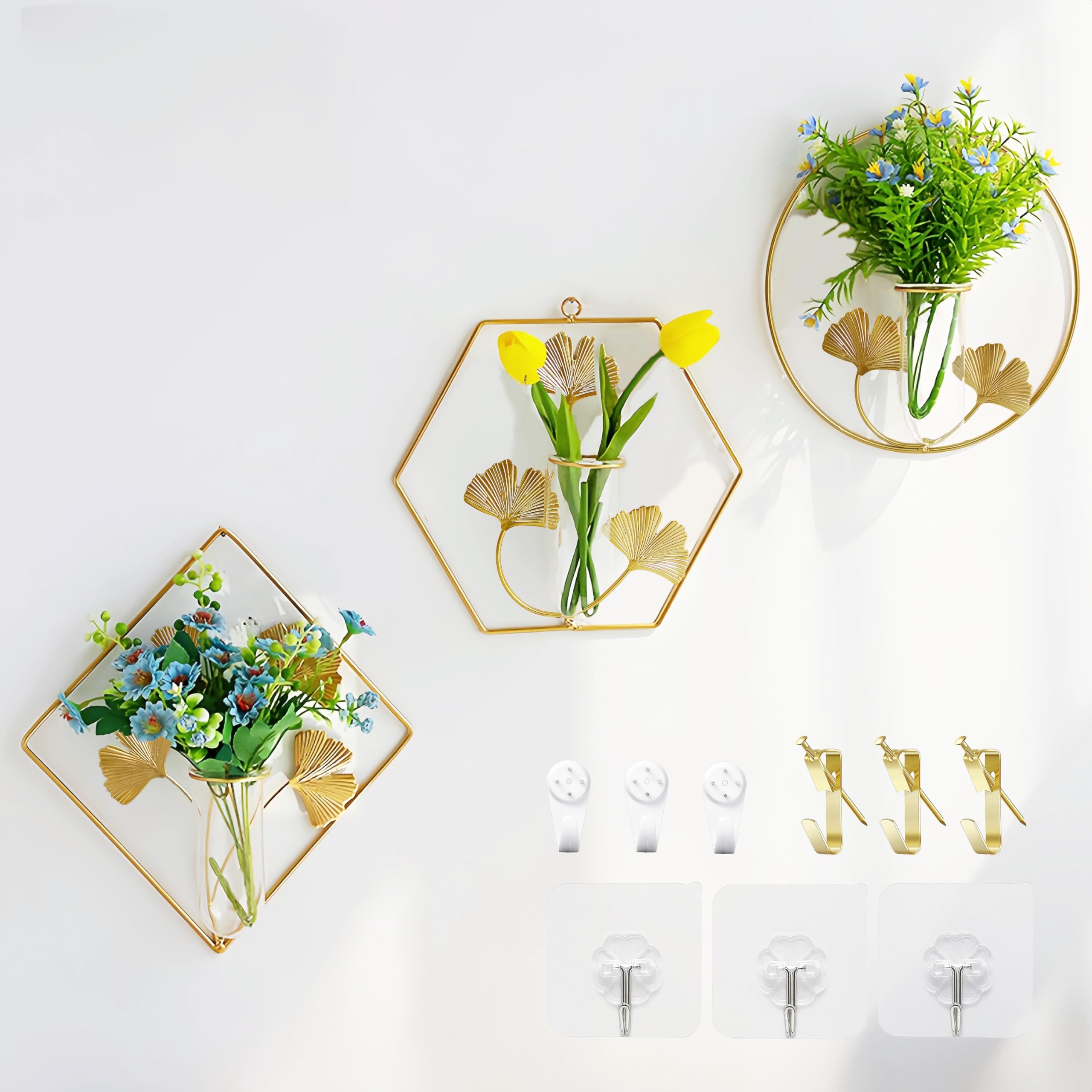 Amazon.com: WEOPYCJ Wall Decor Plant Holder Gold, Gold Metal Wall Decor ...