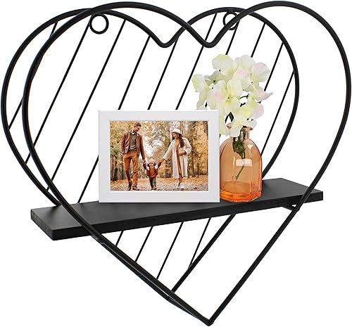 Estante flotante de metal, diseño de corazón decorativo, estante colgante para decoración de pared, para alimentos, coleccionables o decoración