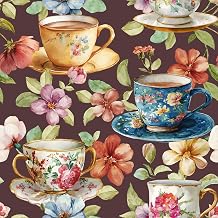 Vintage Red Tea Cup Floral Wallpaper Peel and Stick Burgundy Red Hand Painted Teacup Wallpaper British Tea Time Contact Paper for Pantry Removable Victorian Bedoom Wall Covering 17.7"x157"