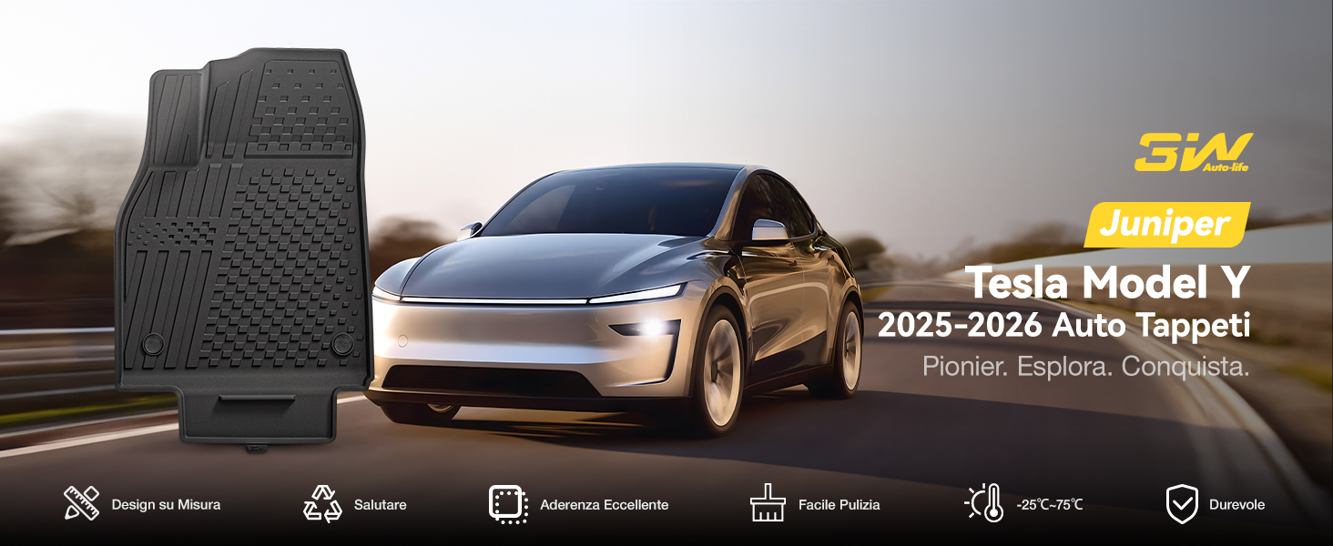 VIWIK Tappetini Auto TPE Per Tesla Model Y Juniper 2025 2026 - Set 9 Pezzi Impermeabili Antiscivolo 4 Stagioni
