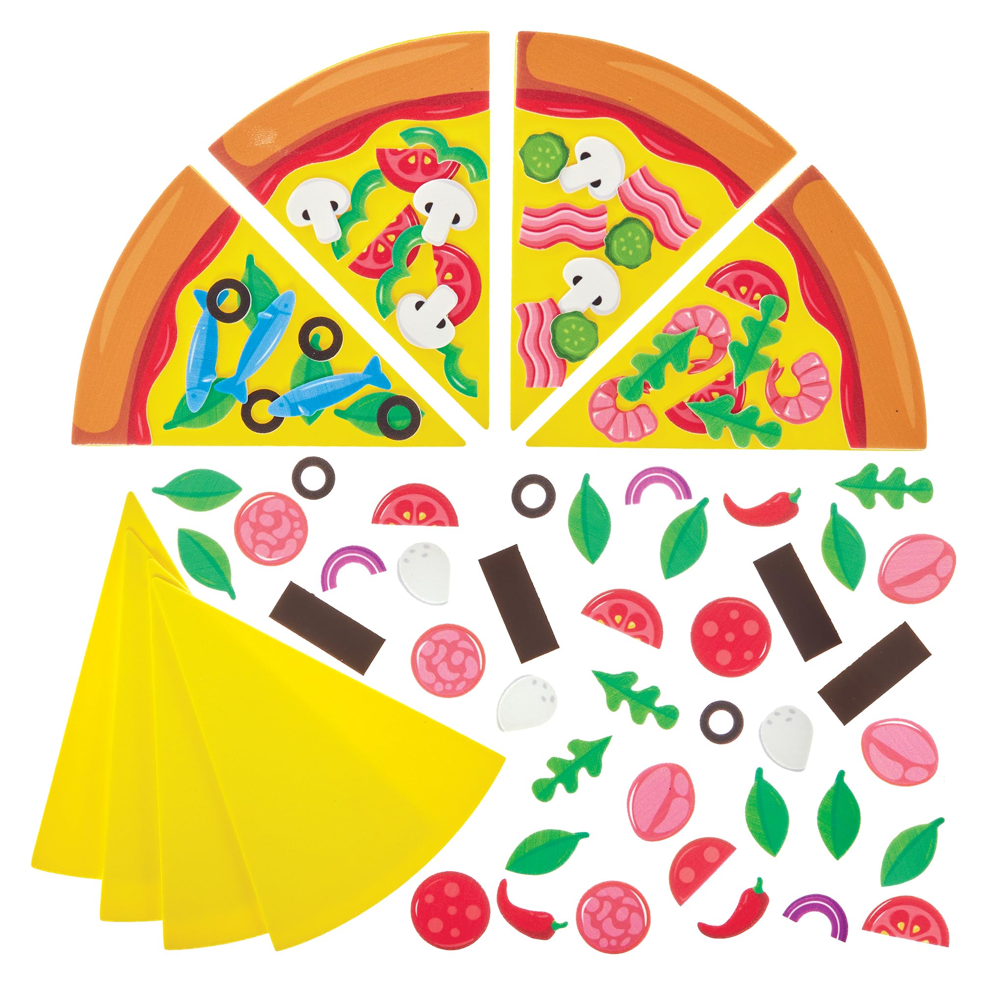 Baker Ross FN043 Pizza Mix & Match Magnet Kits - Pack of 8, Decoration Craft Kits for Kids