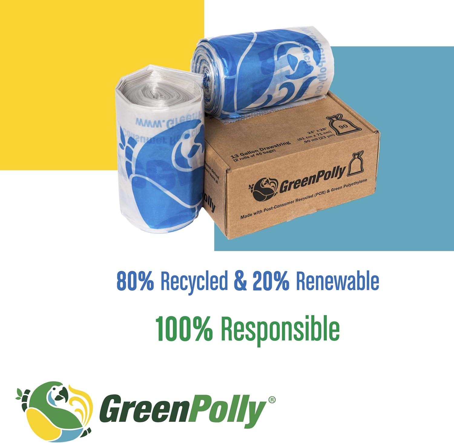 Suреr Chеар 🛒 GreenPolly Clear Tall Kitchen Recycling Bags with Drawstring, 13 Gallon, 90 Count, Made from Recycled and Renewed Material, Heavy Duty and Durable 60% оƒƒ Dіѕсоunt GreenPolly Clear Tall Kitchen Recycling Bags with Drawstring, 13 Gallon, 90 Count, Made from Recycled and Renewed Material, Heavy Duty and Durable