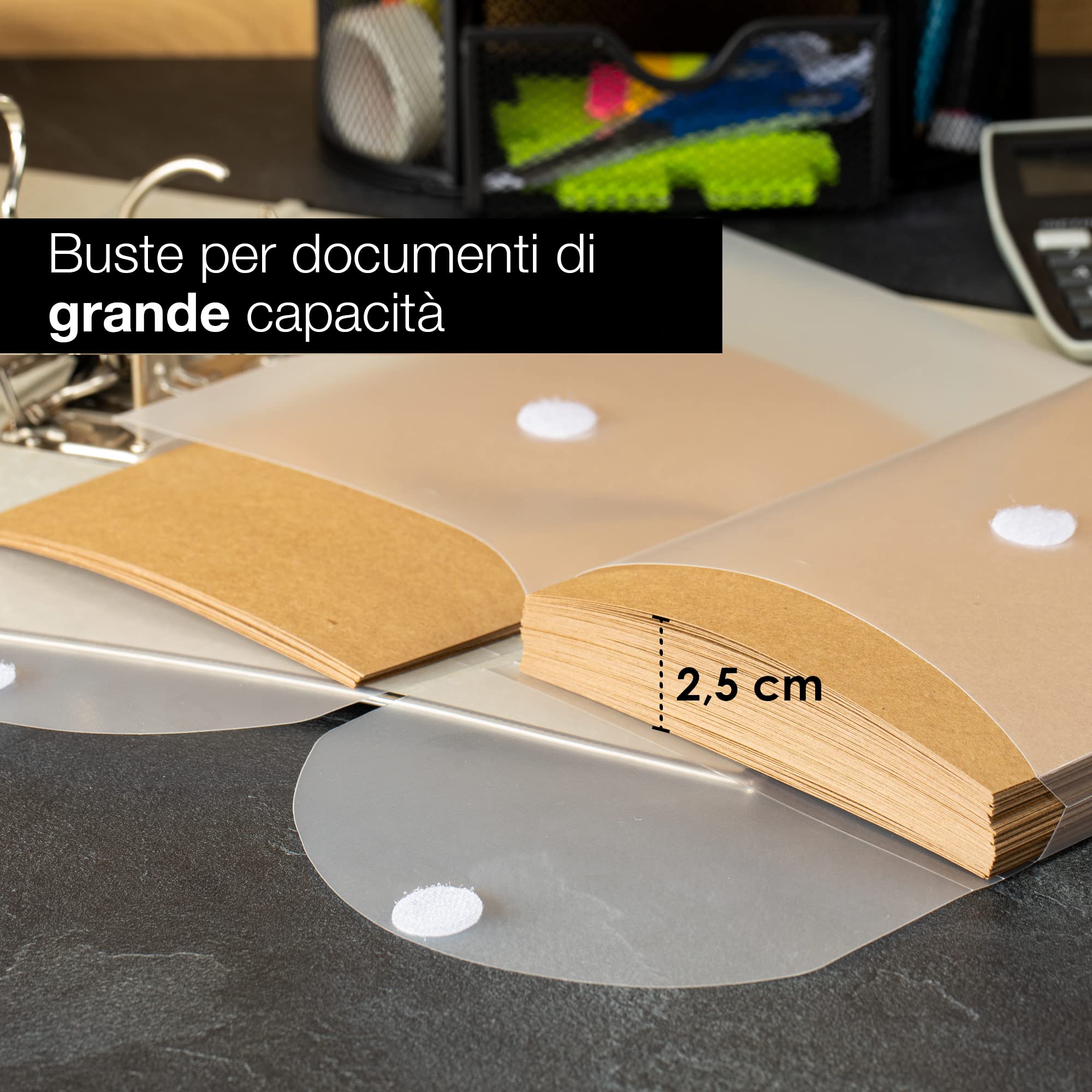 30 Cartelle Portadocumenti A4 OfficeTree - Con 200 Adesivi Salvabuchi, Chiusura A Strappo - Foto 9