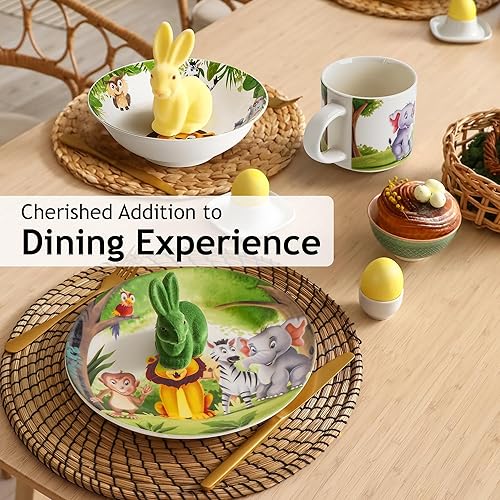 Miniatura 5 de MIAMIO Juego de vajilla infantil Jungle de 3 piezas, cerámica, incluye plato, cuenco y taza