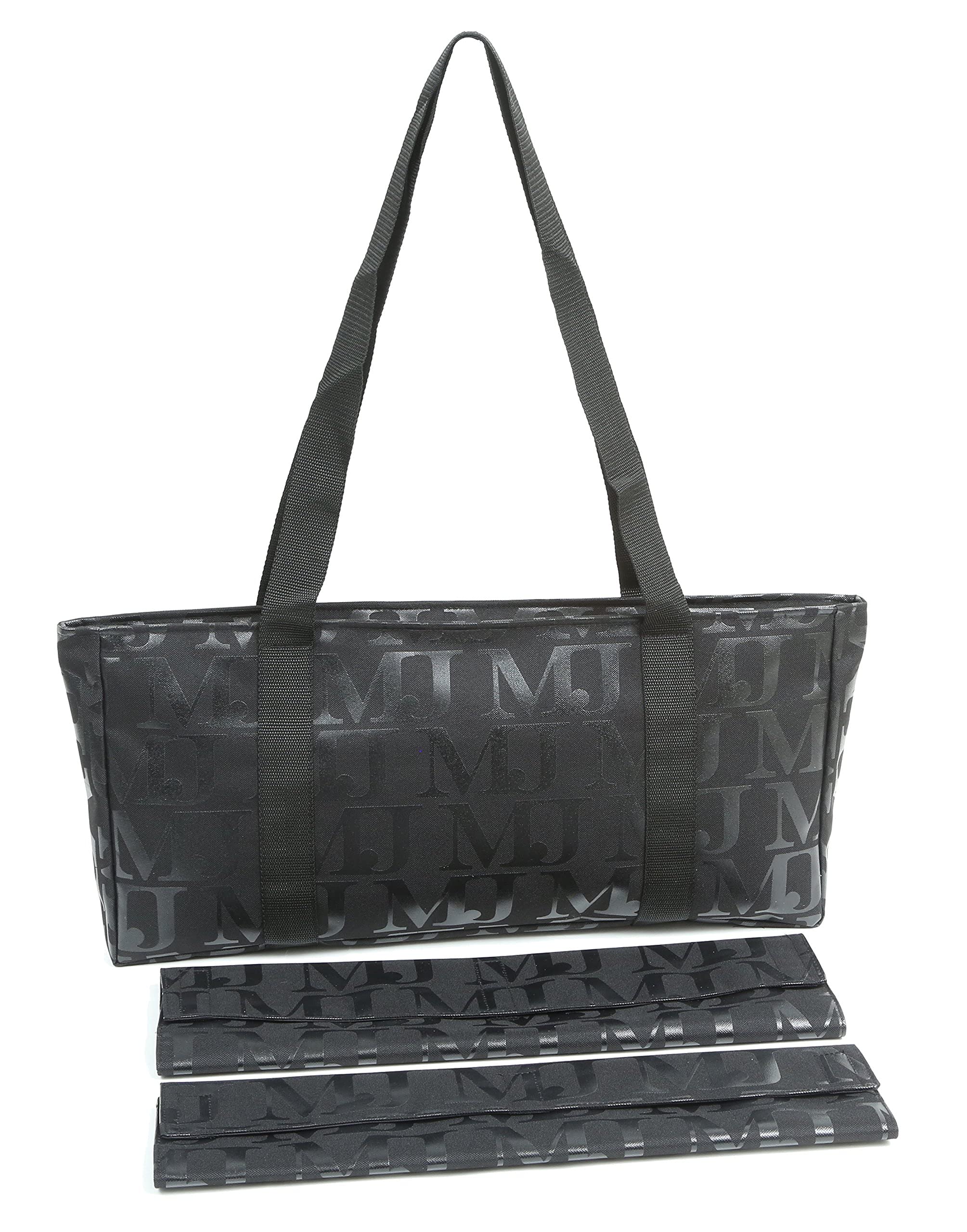 Mah Jongg Black with Black MJ Designer Logo Soft Replacement Case, Includes Two Matching Wraps and a Bonus Bag, (Replacement Soft Case Only - Tiles, Trays, Racks and Pushers not Included)