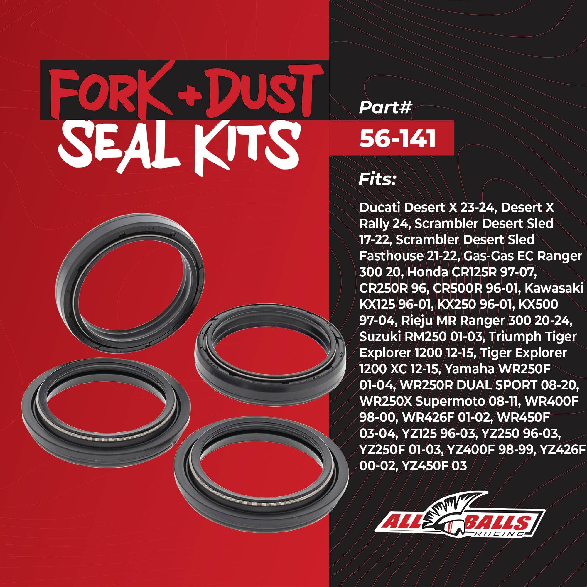 ⭐︎ポコ⭐︎ Amazon.com: All Balls Racing 56-141 Fork & Dust Seal Kit