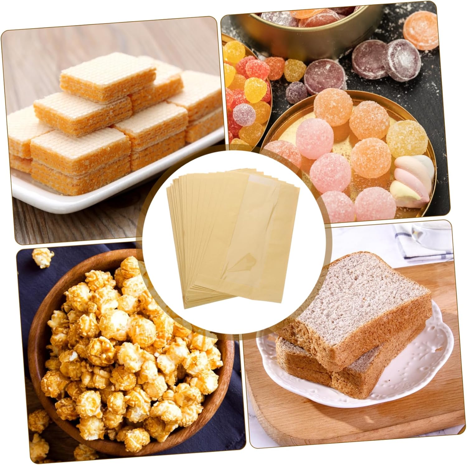 Healeved 100pcs Baking Bread Kraft Paper Bags Window Sourdough Bread Bag Bakery Paper Window