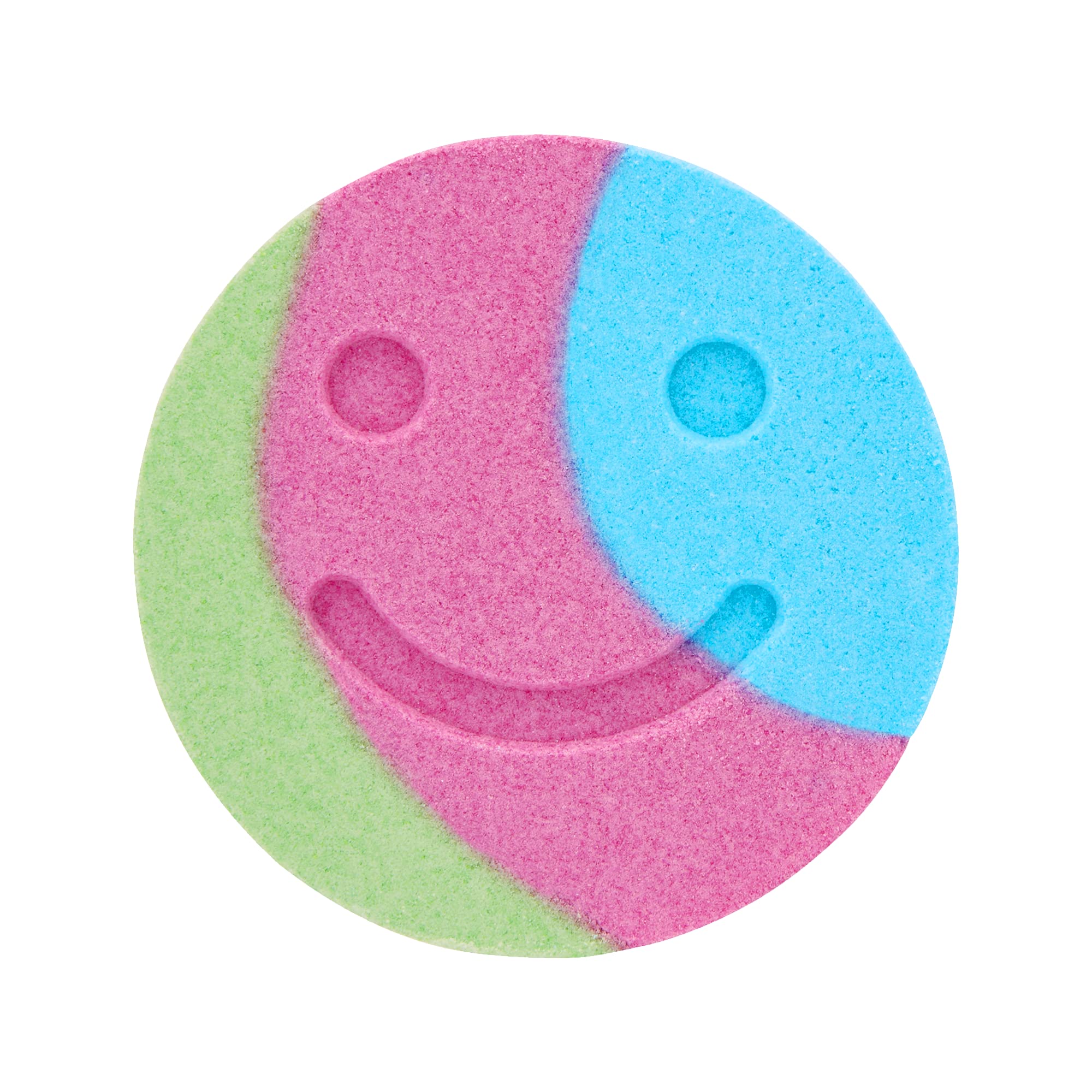 Holler and Glow Happy Vibes Only Bath Bomb, Smiley Face Shaped, Sweet Scented, Fizzy & Colourful, Mood Boosting, Vegan & Cruelty Free, Playful Self Care Gift, 150 G