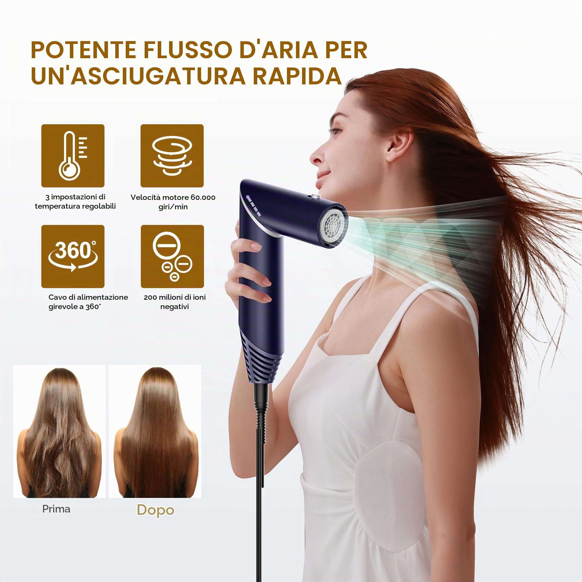 UKLISS Airstyler Spazzola Asciugacapelli Set 5 in 1 per Capelli Phon Capelli ad Asciugatura Rapida Arricciacapelli Spazzola Capelli Hairstyler Cofanetto Regalo Donna, Blu/Argentato