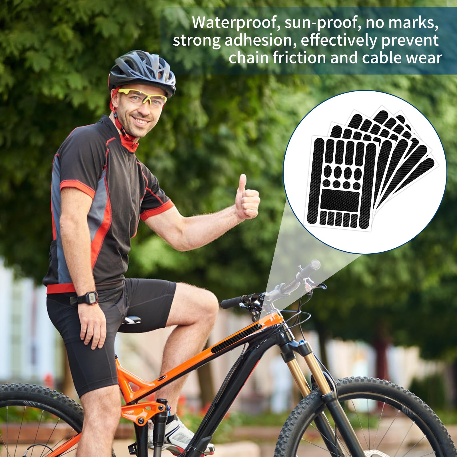 5 sztuk folii ochronnej na ramę roweru, naklejka na ramę roweru, folia ochronna na ramę roweru, naklejka karbonowa, naklejka na rower MTB, BMX, rower górski (tekstura włókna węglowego)